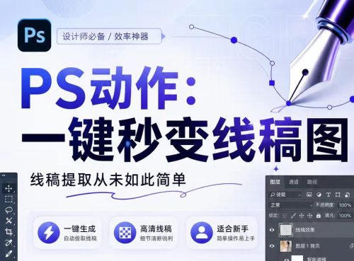 PS动作：一键秒变线稿图，线稿提取从未如此简单